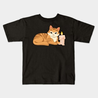 Easily Distracted by Cats and Candles Kids T-Shirt